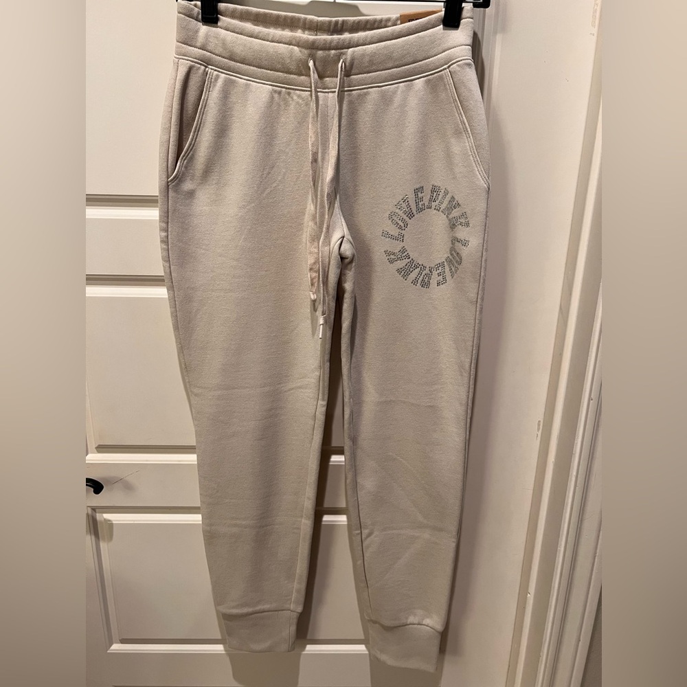 PINK Victoria's Secret Cream and Gray Track Pants
